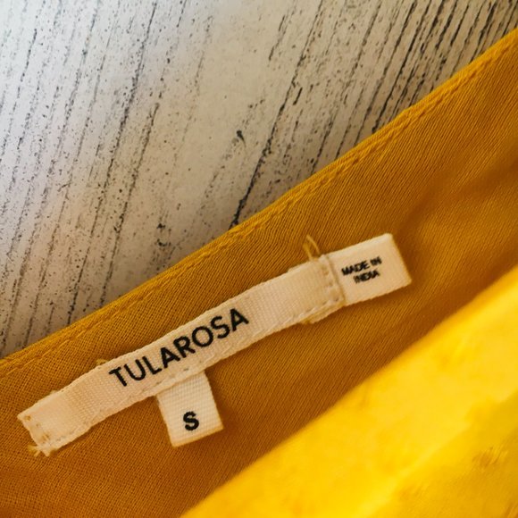 Tularosa Birdie Midi Dress Ginger Bow Straps Side Slits Mustard - Picture 8 of 14